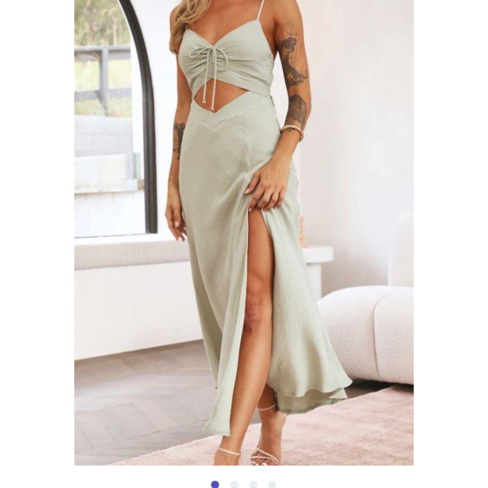 Sage green Barbie doll maxi dress